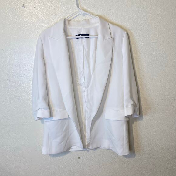 Zara White Classic Casual 3/4 Sleeve Blazer Size Large - Picture 1 of 6